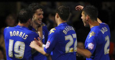 Halford: Celebrates his goal on Tuesday evening